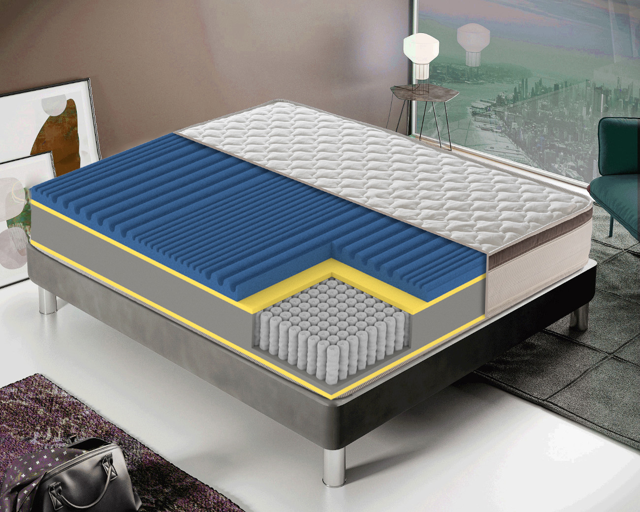 1600 Spring And Memory Mattress 27cm 13 Different Zones